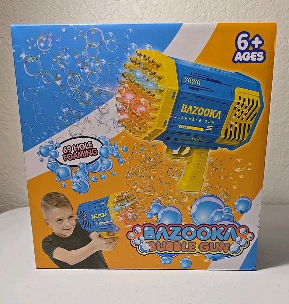 Pink Rocket Bubble Gun 69 Hole Foaming Bazooka Bubble Machine Pink