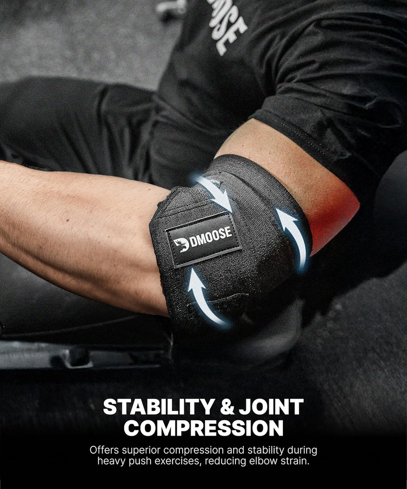 Elbow Wraps for Weightlifting (Pair) 40" Adjustable Brace for Joint Support, Pai