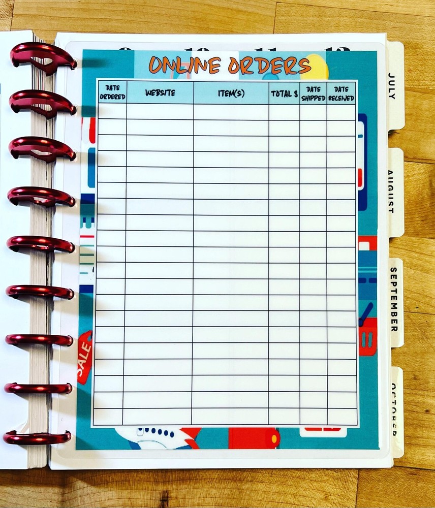 Online Shopping Order Tracker Dashboard Insert 4 use w Classic HAPPY Planner~