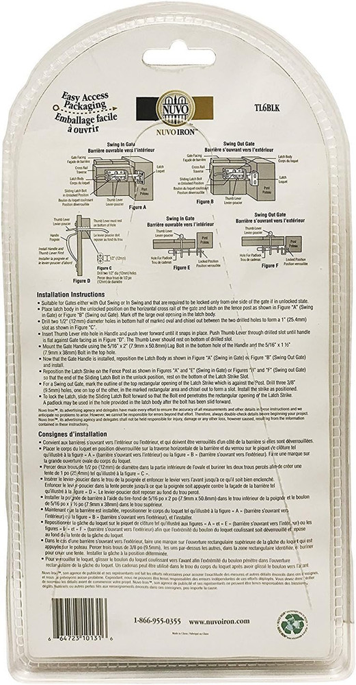 Nuvo Iron Black Galvanized Steel 6" Thumb Latch - Gate Hardware