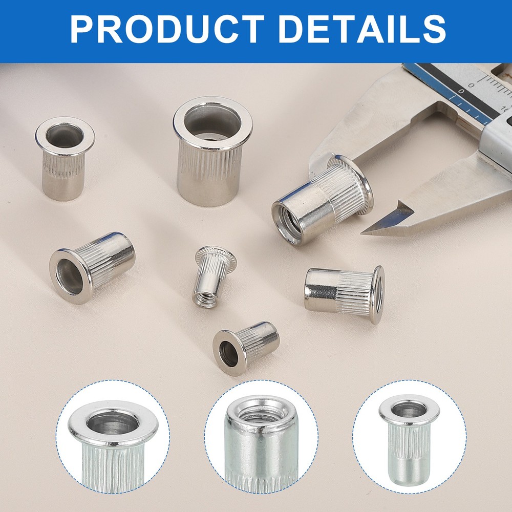 18Pcs #8-32 UNC Rivet Nut 304 Stainless Steel Rivet Tool Hardware Nuts Silver