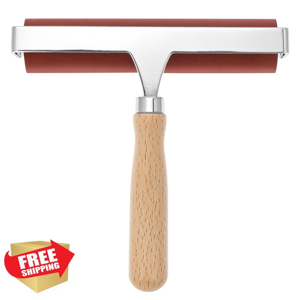 QWORK Rubber Brayer 6" Steel Frame Soft Block Printing Roller