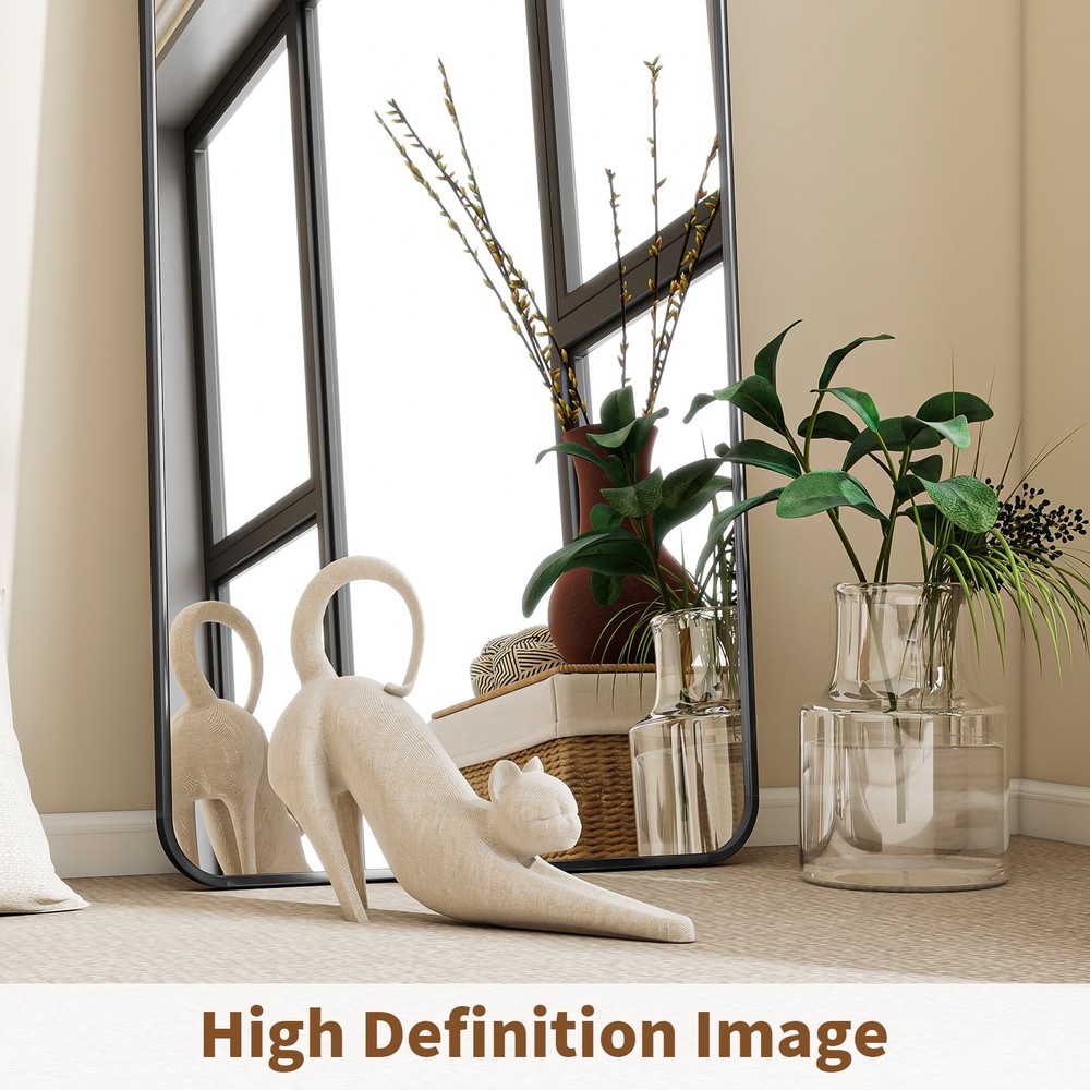 16"x59" Rectangular Full Length Mirror W/ Round Corner Standing Full Body Mirror