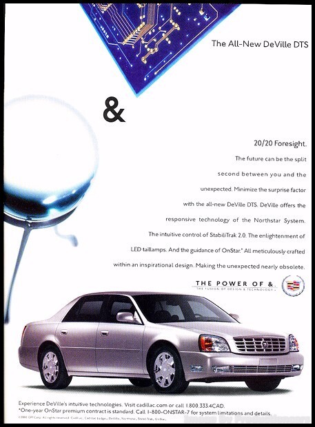 2001 2000 Cadillac DeVille DTS Original Advertisement Print Art Car Ad J358
