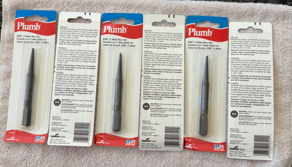 3 PIECES Plumb Nail Punch Set
