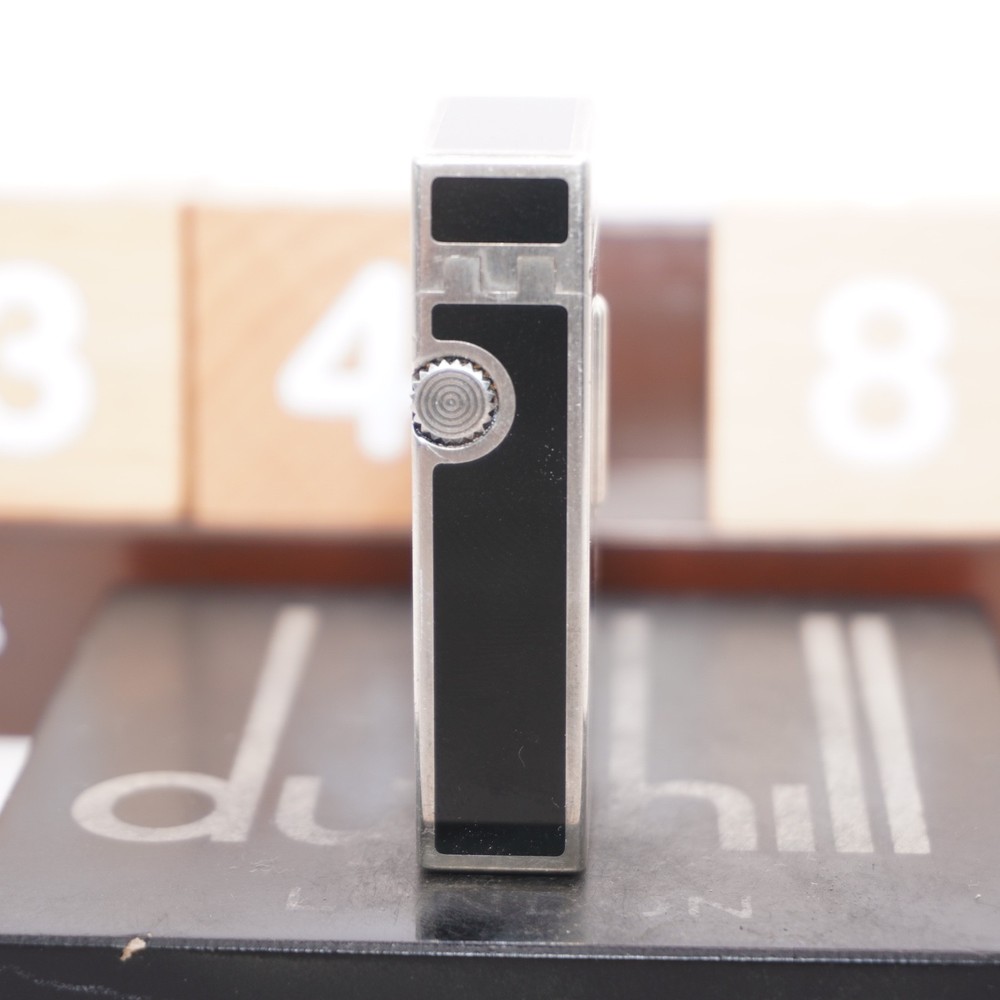 Dunhill Mini Lighter Silver & Black Lacquer_Ultrasonically Cleaned_Working