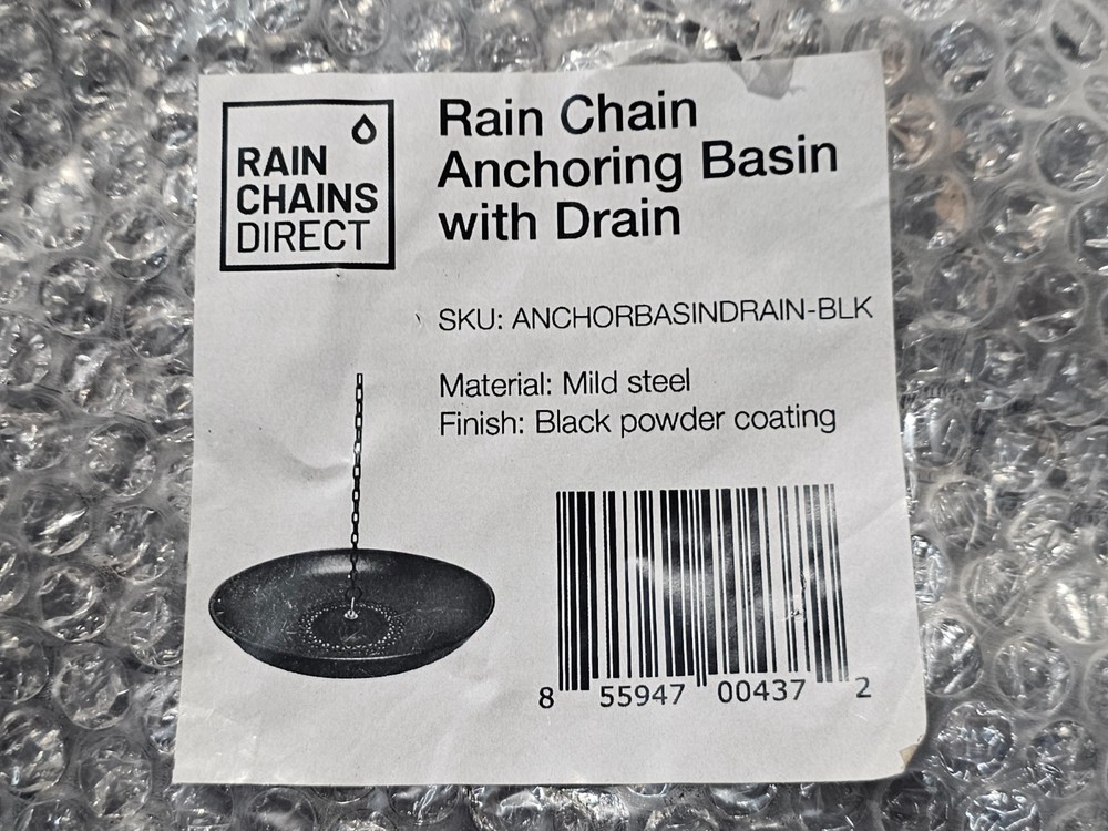 Rain Chains Direct 15.25” Hammered Rain Chain Anchoring Basin with Drain, Black