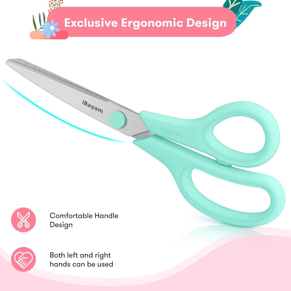 Scissors, 8" All Purpose Scissors Bulk 3-Pack, Ultra Sharp 2.5mm Thick Blade ...
