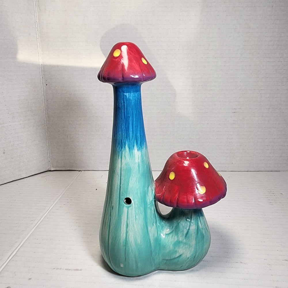 New Ceramic Magic Mushroom Tower Hand Pipe Handmade Hand Painted No Packaging