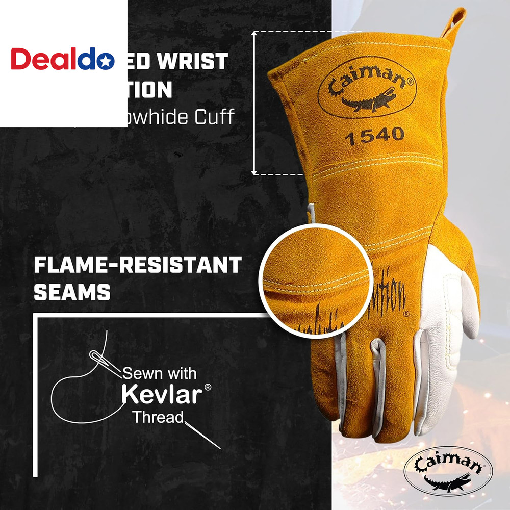 Premium Goat Grain Tig/Multi-Task Welding Gloves, Split Cowhide Back, 4-Inch Ext