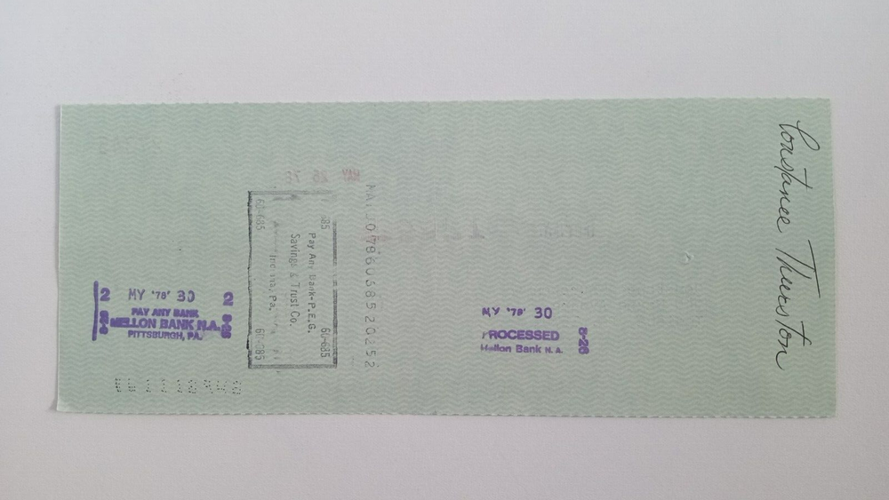 Constance Thurston: 1978 Pittsburgh Pirates Expense Check
