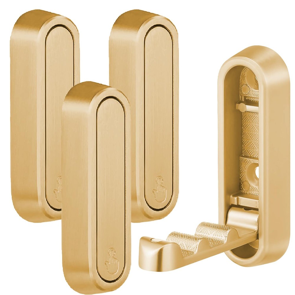 4 PCS Foldable Gold Wall Hooks Folding Coat Hook Towel Hooks Folding Wall Hoo...