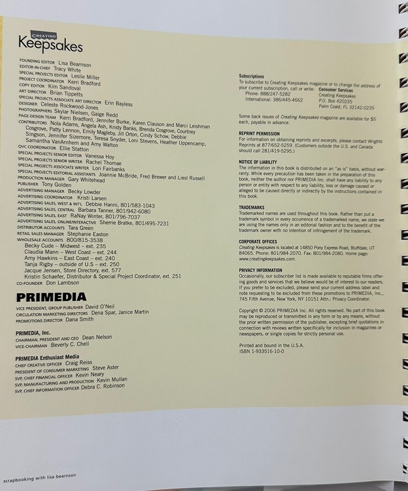 Keepsake scrapbooking book, Page Layout