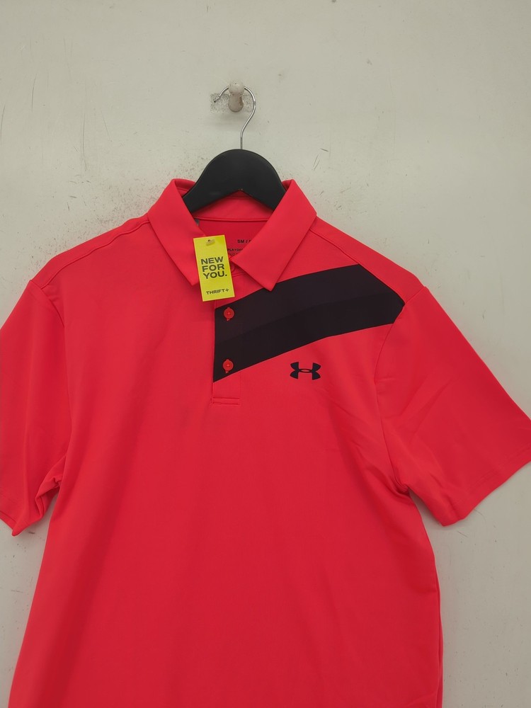 Under Armour Men's Polo S Orange Polyester with Elastane Basic New with tags