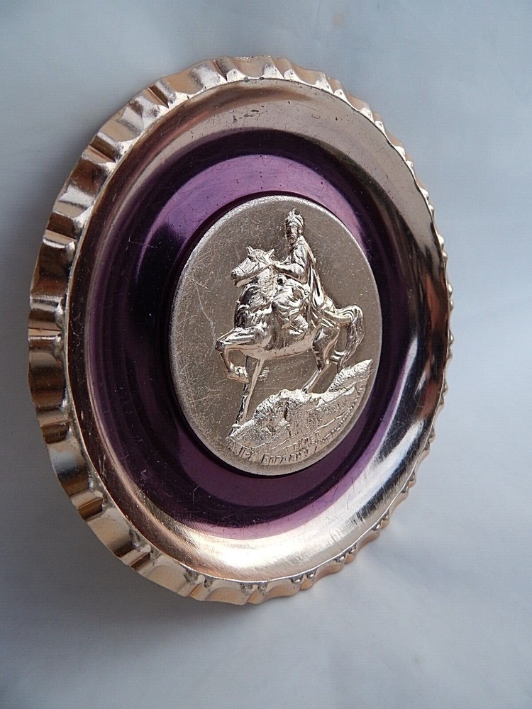 Ashtray USSR Vintage Aluminum Soviet 1970-80 "Bohdan Khmelnytsky"
