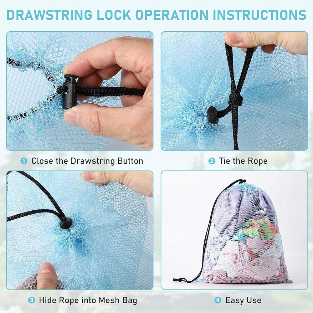 Mesh Drawstring Bag Durable Delicate Laundry 10pcs, Multicolor