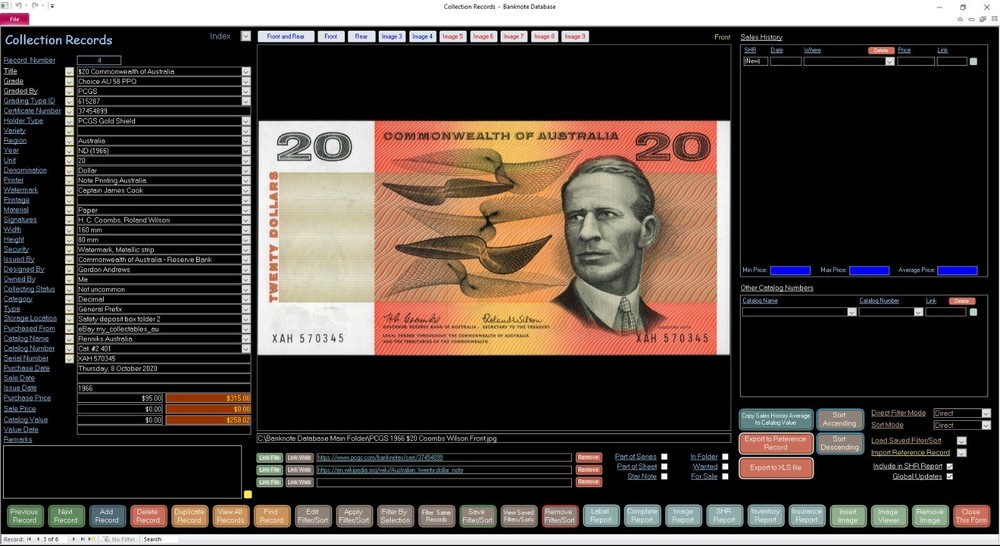 Banknote Collector Database Professional Software for Windows