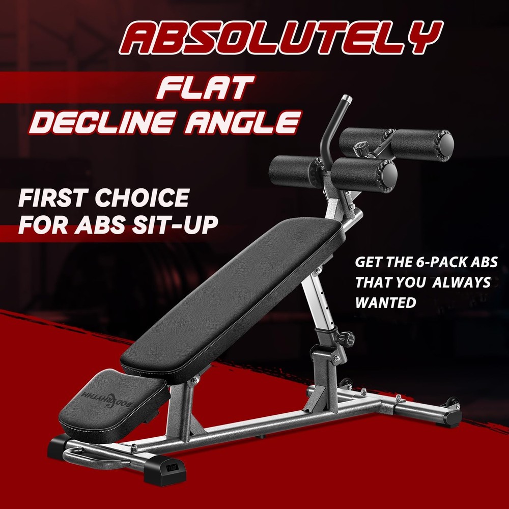 Adjustable Sit-Up Bench with 4 Heights, Reverse Crunch Handle & Weight Options