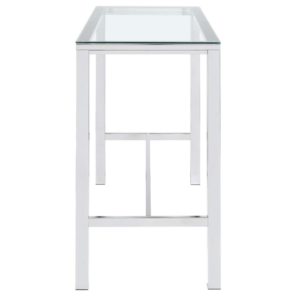 Maklaine Contemporary Rectangular Glass Top Pub Table in Clear