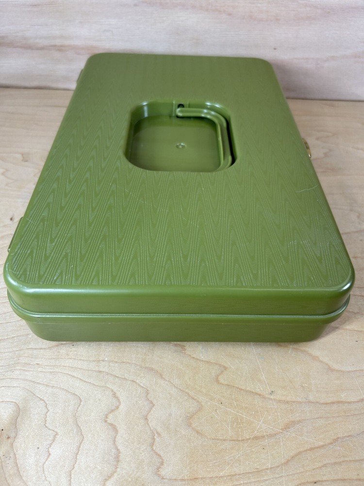 Vintage Plastic WIL-HOLD Wilson Green Sewing Thread Box Holder Spools Thread