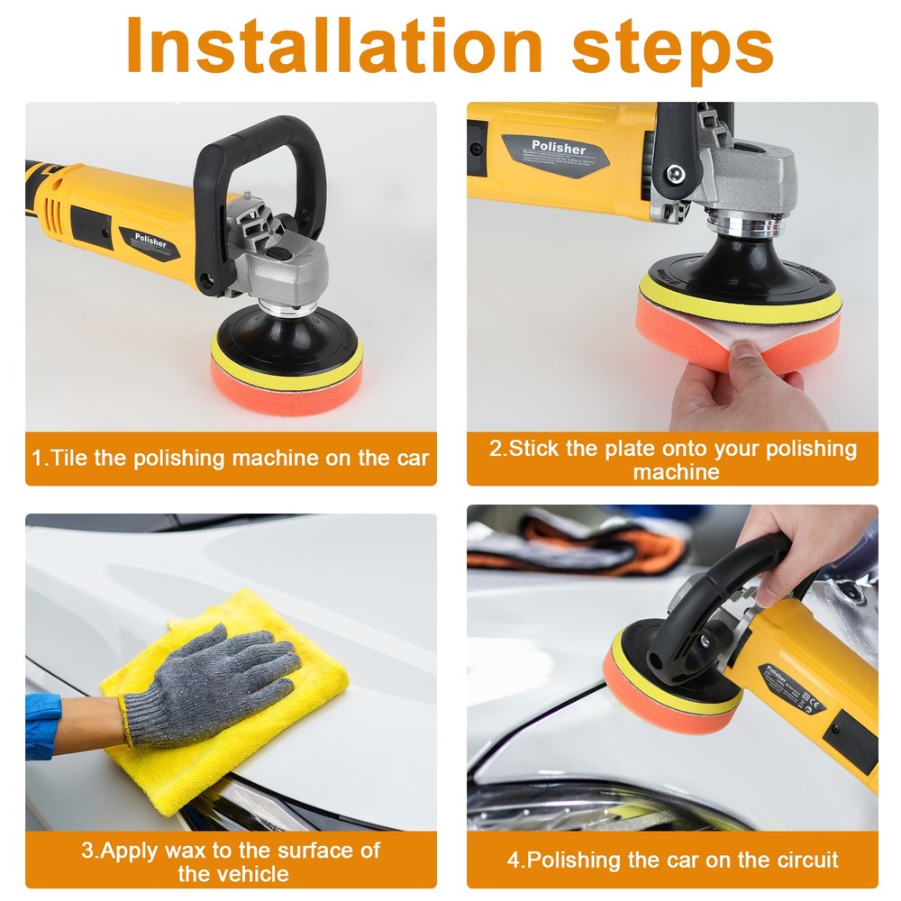 2000W Car Polisher Polishing Machine Kit Buffer Sander Variable 7 Speed w/Pad