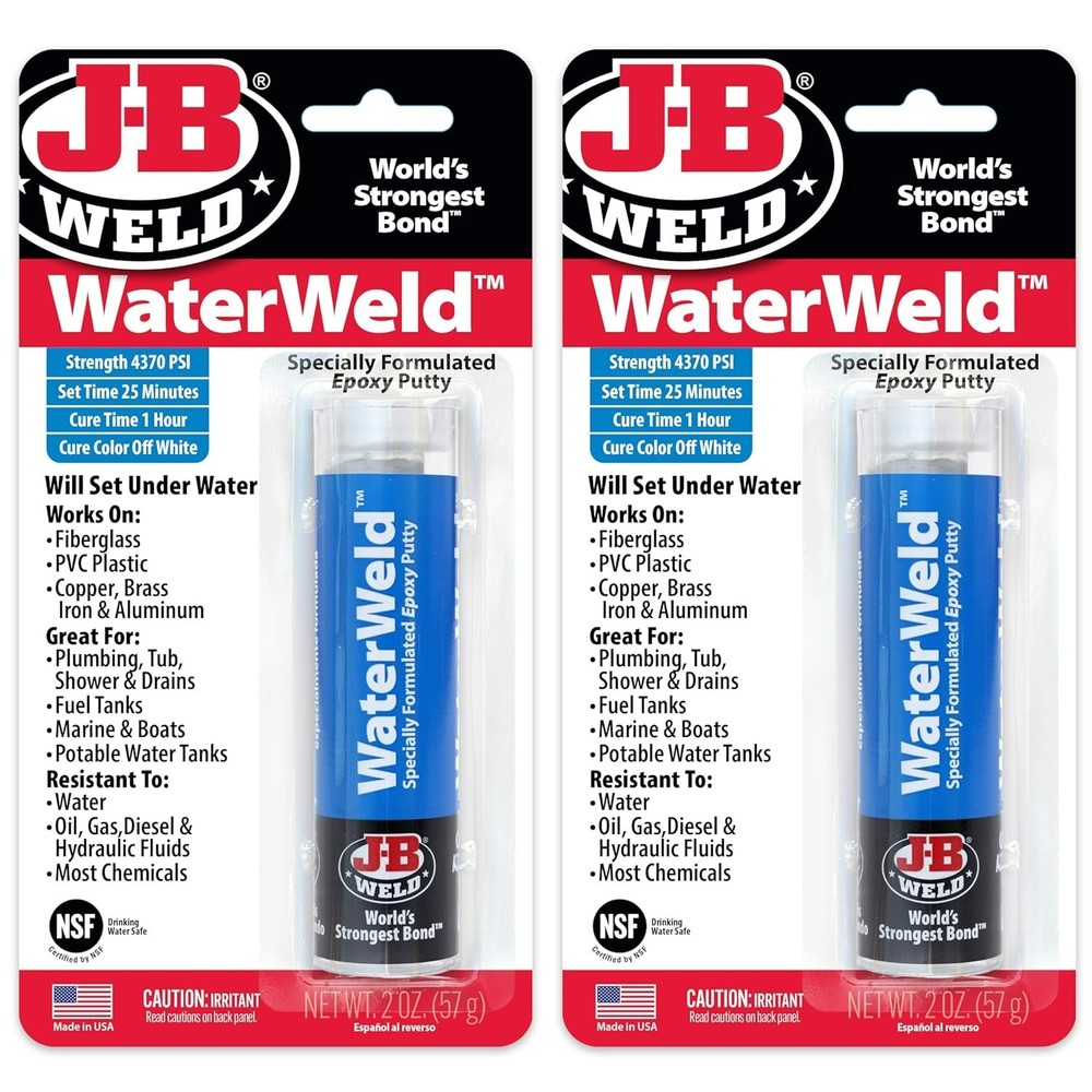WaterWeld, 1 Hour Cure, Epoxy Putty Stick - 2 Pack, Off-White