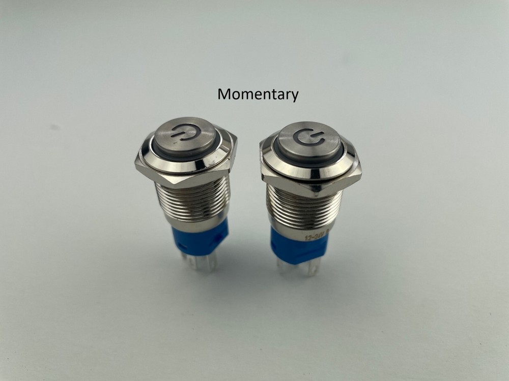 16mm 12V LED High Head Push Button Switch Latching/Momentary with Wire Socket