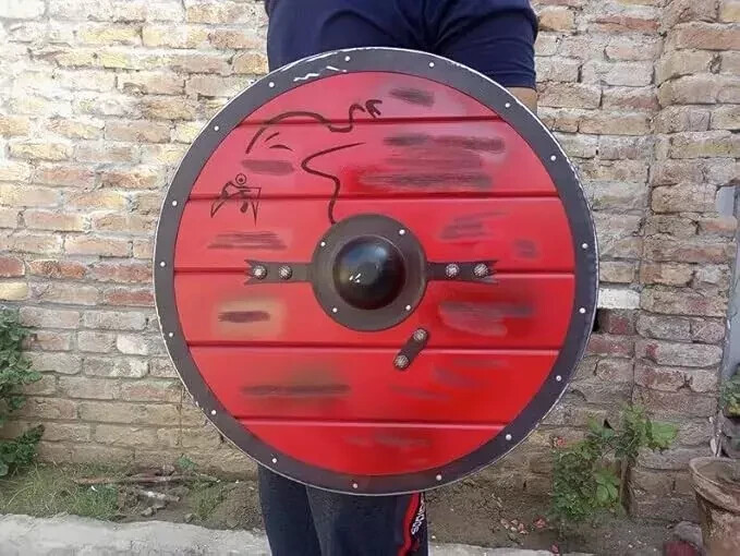 22'' Medieval Wooden Shield Authentic Battle worn Handmade Viking Shield