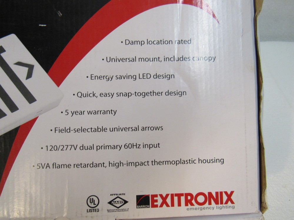 Exitronix emergency lighting Thermo Plastic LED EXIT SIGN VEX Series