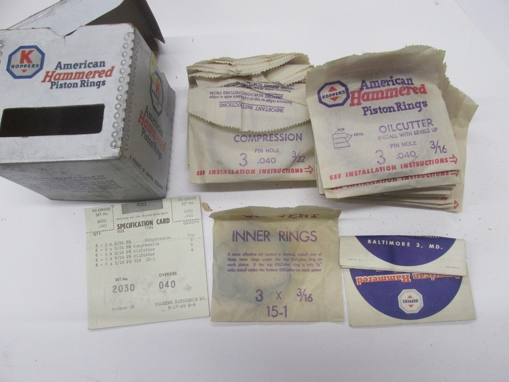 1939 -47 HUDSON 6 CYL PISTON RING SET 0.040  3"