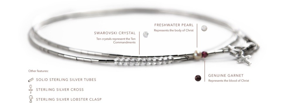 Solid 925 Sterling Silver And Swarovski Crystal Necklace “commandments”