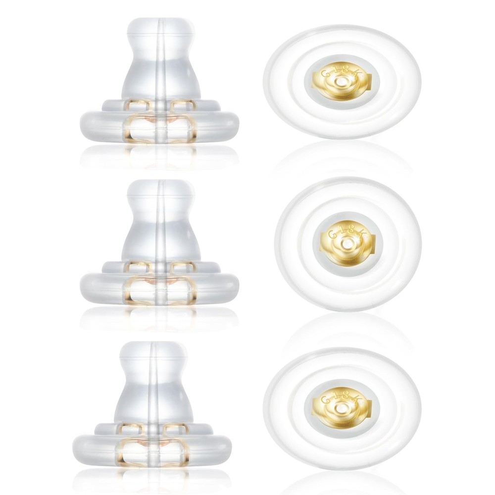 Earring Backs,18K Gold Silicone Earring Backs Replacements,Locking Secure Ear...