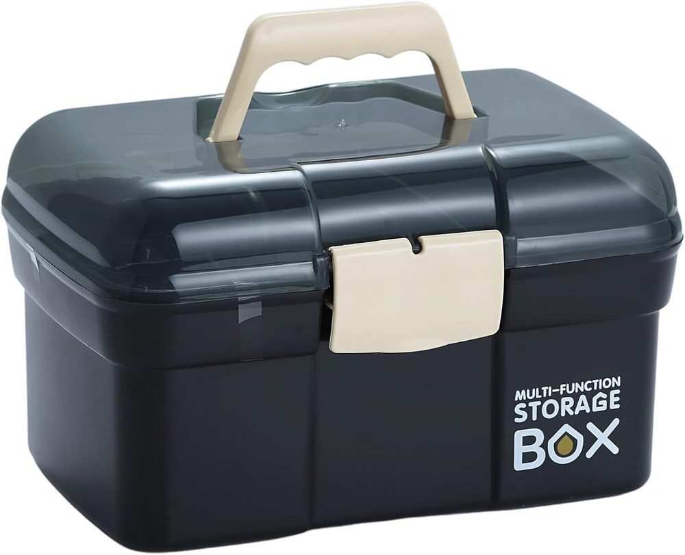 11'' Plastic Box Organizer with Removable Tray, Sewing Organizer
