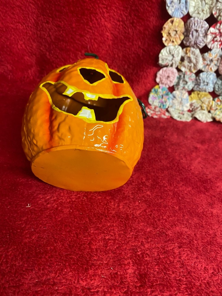Enameled Metal Jack O' Lantern Tea Light Candle Holder