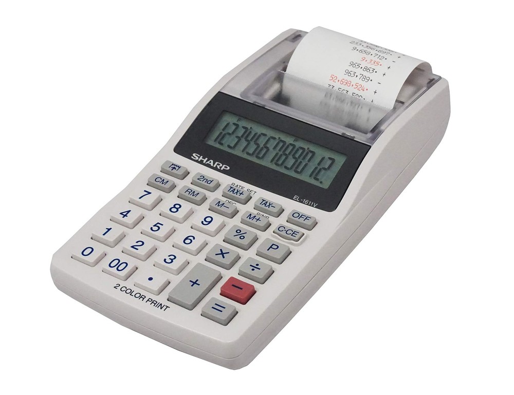 Sharp EL-1611V Handheld Portable Cordless 12 Digit Large LCD Display Two-Colo...