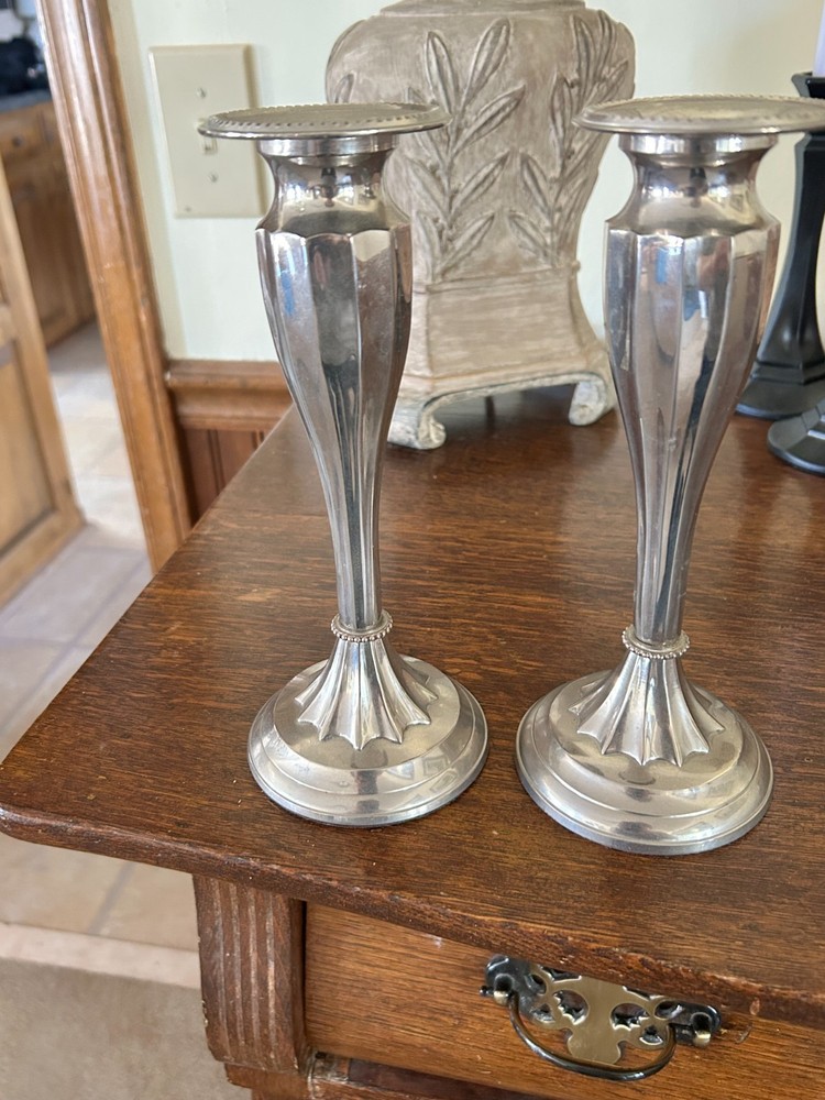 Pair of Vintage Bombay silver plated candlesticks