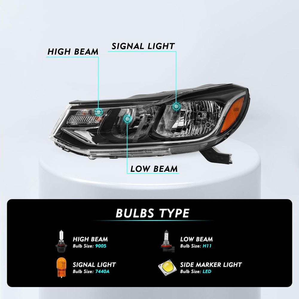 Fits for 2017-2022 Chevy Trax Headlight Assembly Non-Projector Type Replacement