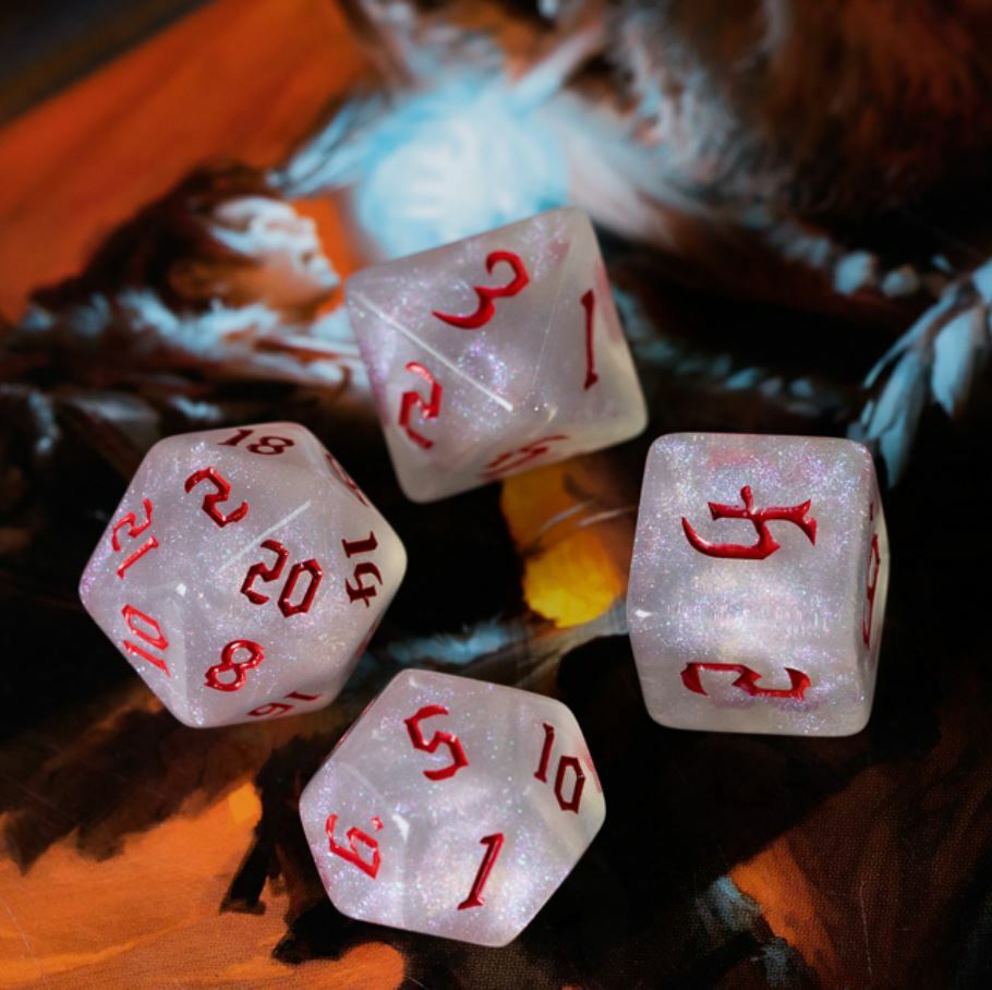 Cool Red Orcish Script Dice Set RPG DnD Dungeons Dragons AD&D Pathfinder