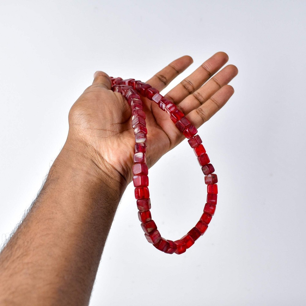 Red Kancamba Bohemian Cube Trade Beads