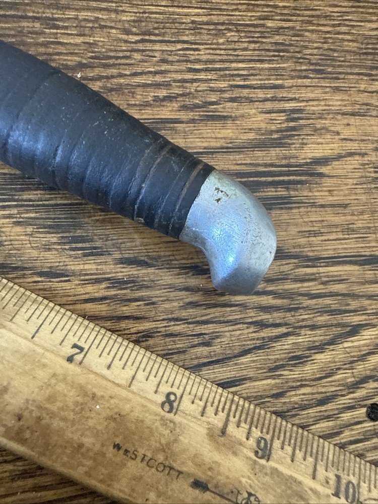 Vtg KINFOLKS Leather Washer Handle Fixed Blade Knife WW2 Used