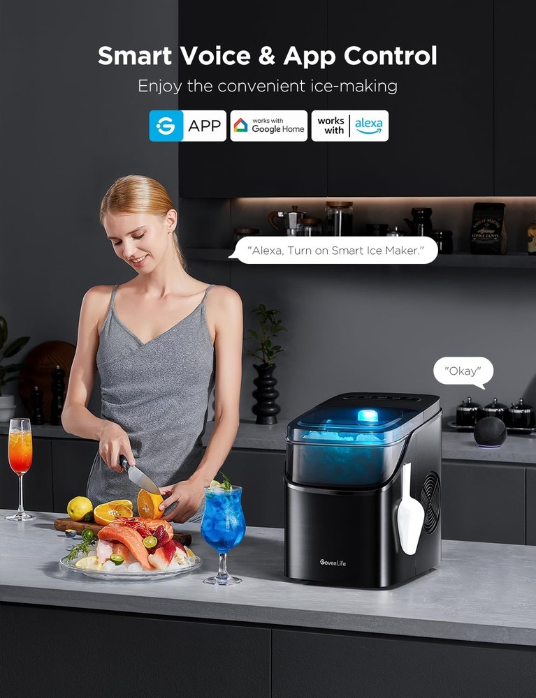 Smart Ice Maker Countertop Portable Ice Machine with Voice Control 9 Ice Cubes