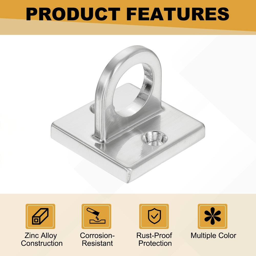Eye Plate Hook, for Ropes Chains Hanging Signs, Brushed Silver Tone
