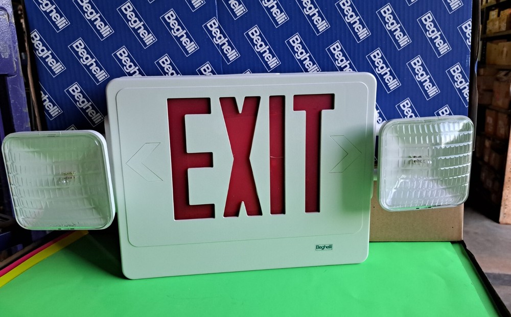 Beghelli Exit Lamp XCLRUW Thermoplastic Combo LED Exit & Emergency Lighting *NIB