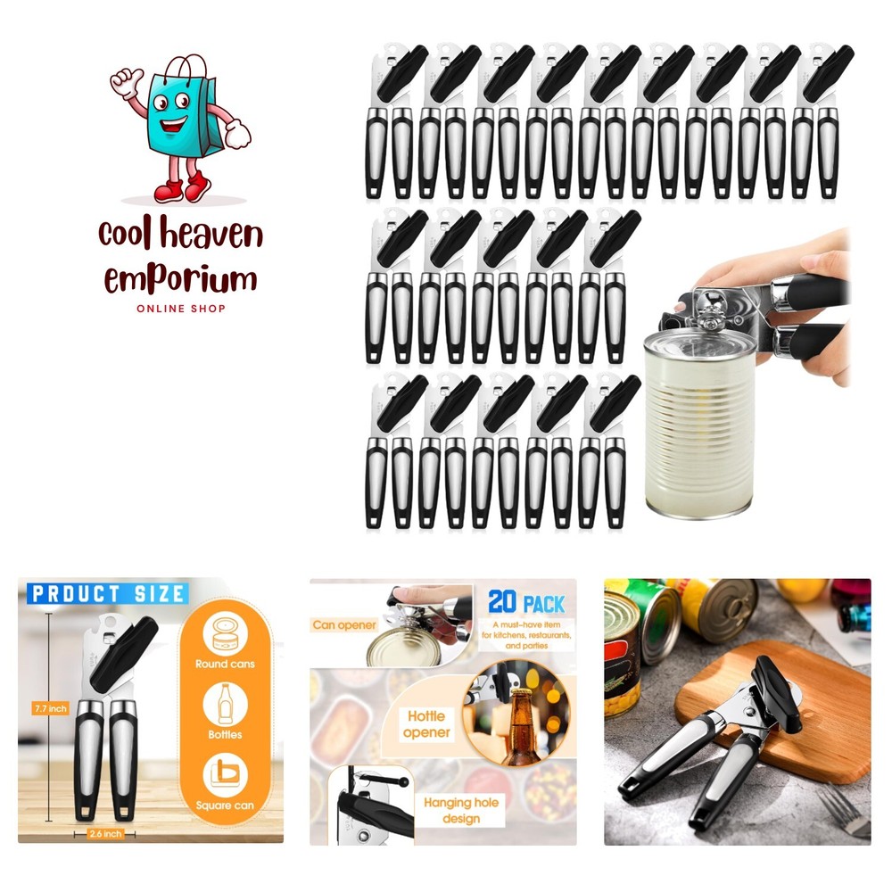 20 Pcs Manual Can Opener with Sharp Blade Smooth Edge Multifunctional Kitchen...