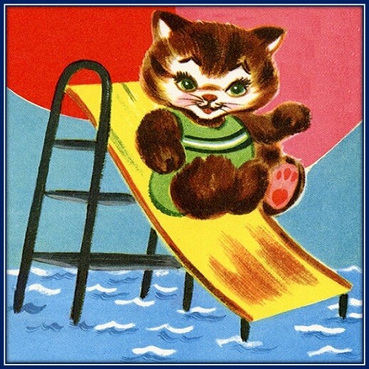 30 Custom Cat on a Slide Personalized Address Labels
