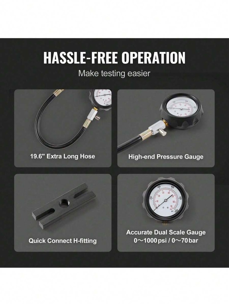 Engine Compression Tester, 18-Piece Cylinder Pressure Test Tool Kit