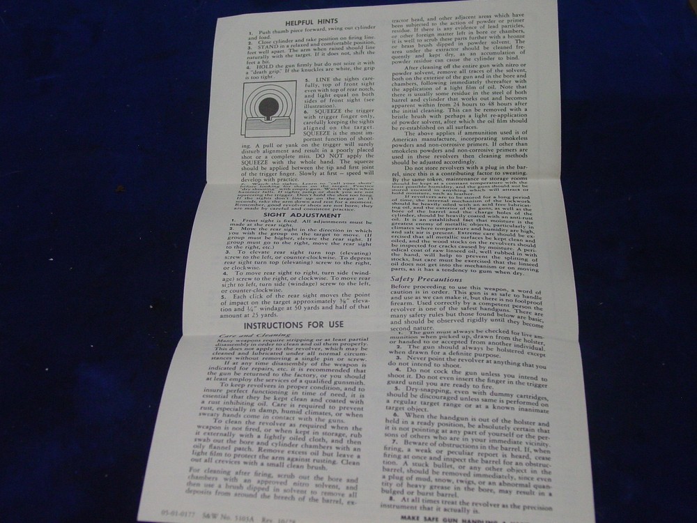 ORIGINAL PAPERWORK SMITH WESSON MANUAL 22 COMBAT MASTERPIECE MODEL 18