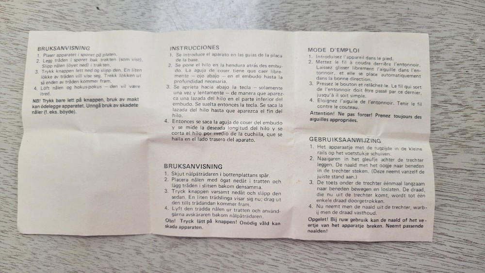 Witch Automatic Needle Threader Instructions Stand West Germany Box VTG