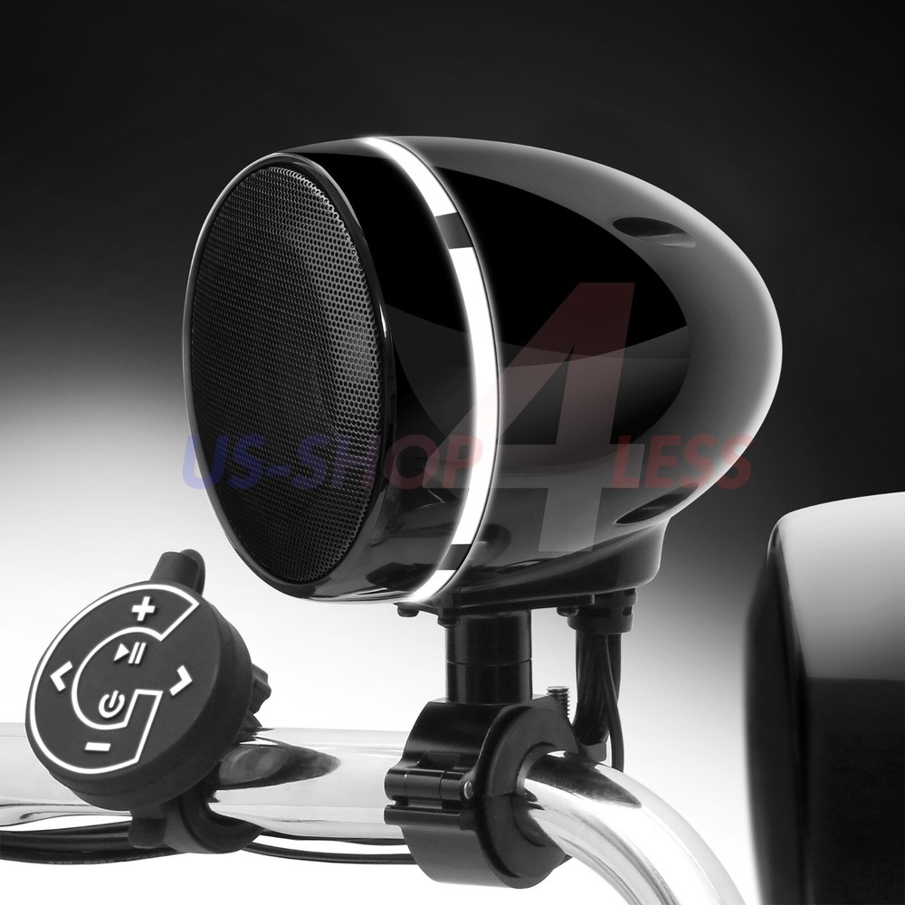 Waterproof Bluetooth Motorcycle Stereo LED Speakers Amplifier USB System Harley