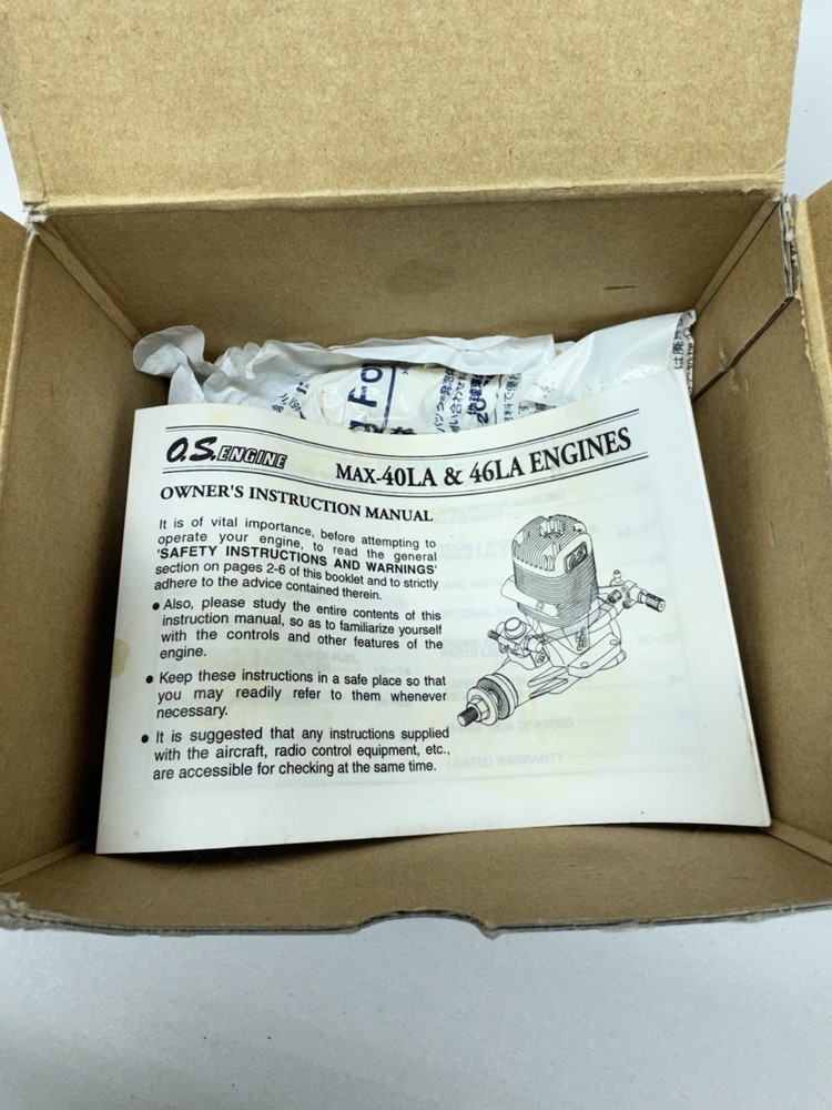 OS MAX 40 LA 13381 Silver RC Airplane Glow Engine BOX ONLY
